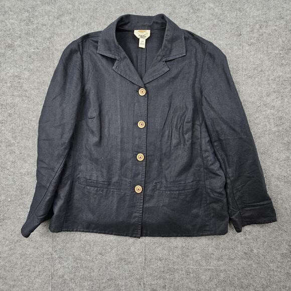 Talbots Blazer Womens 14W Petite Navy Blue Irish Linen Jacket Corpcore Classic - Picture 1 of 6